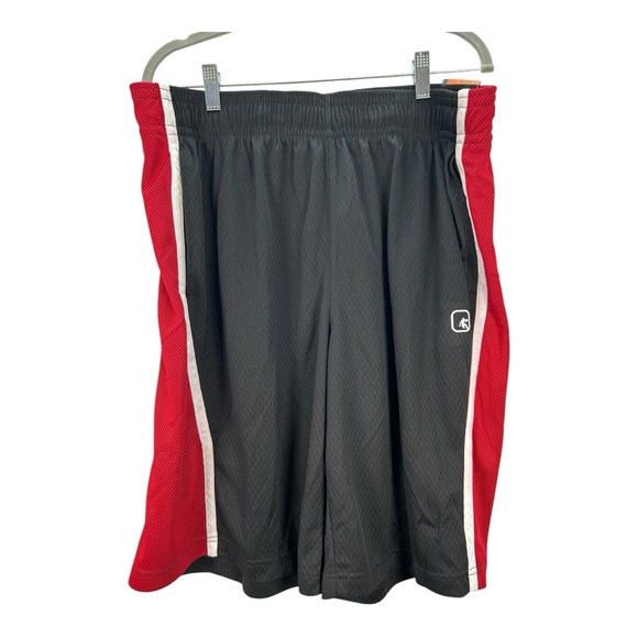 AND1 Men’s Basketball Shorts Black Red XL NWT Gym Workout Drawstring Activewear - Picture 1 of 6
